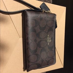 Double Zip Coach Wristlet